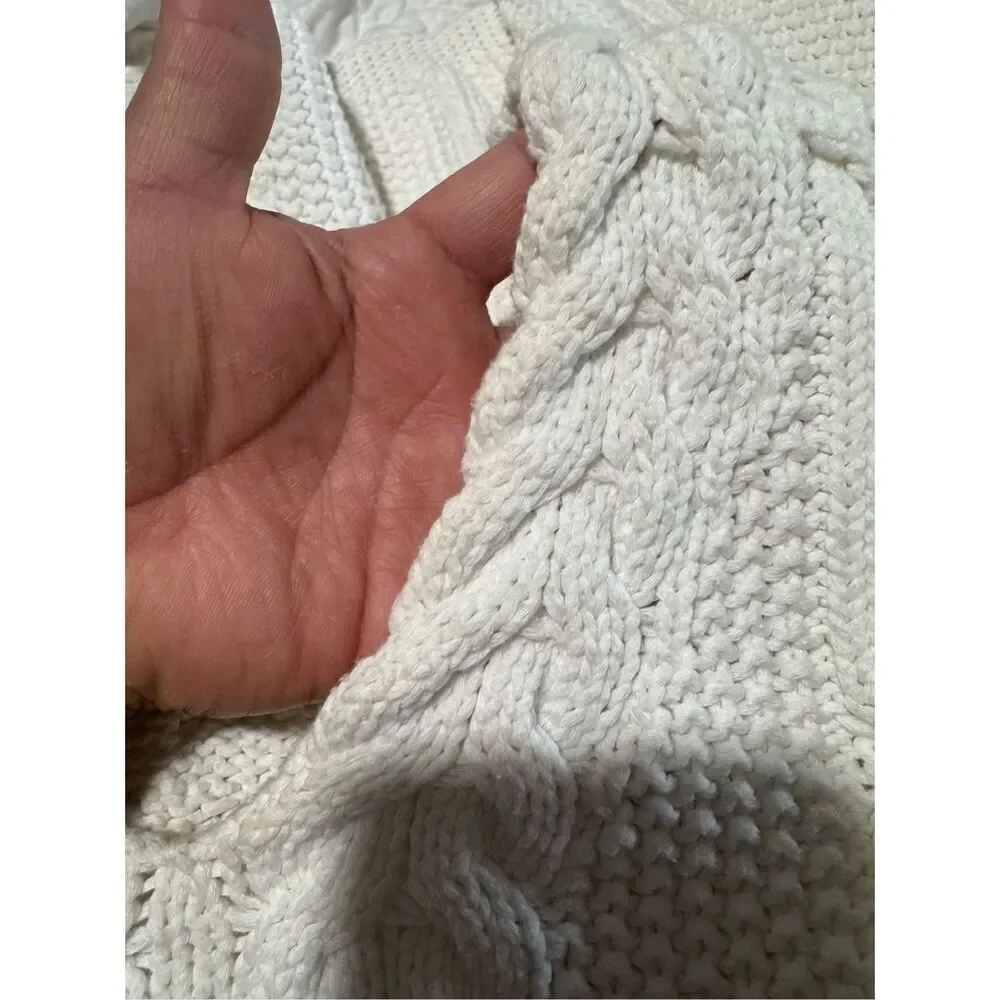 Irelands eye White cotton v neck knit sweater L